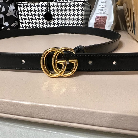 Gucci GG Marmont thin leather belt with shiny buckle main image 6